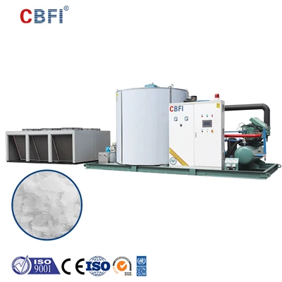 Système de stockage de ratissage de glace automatique Machine de fabrication de glace de flocons pour refroidissement chimique en béton